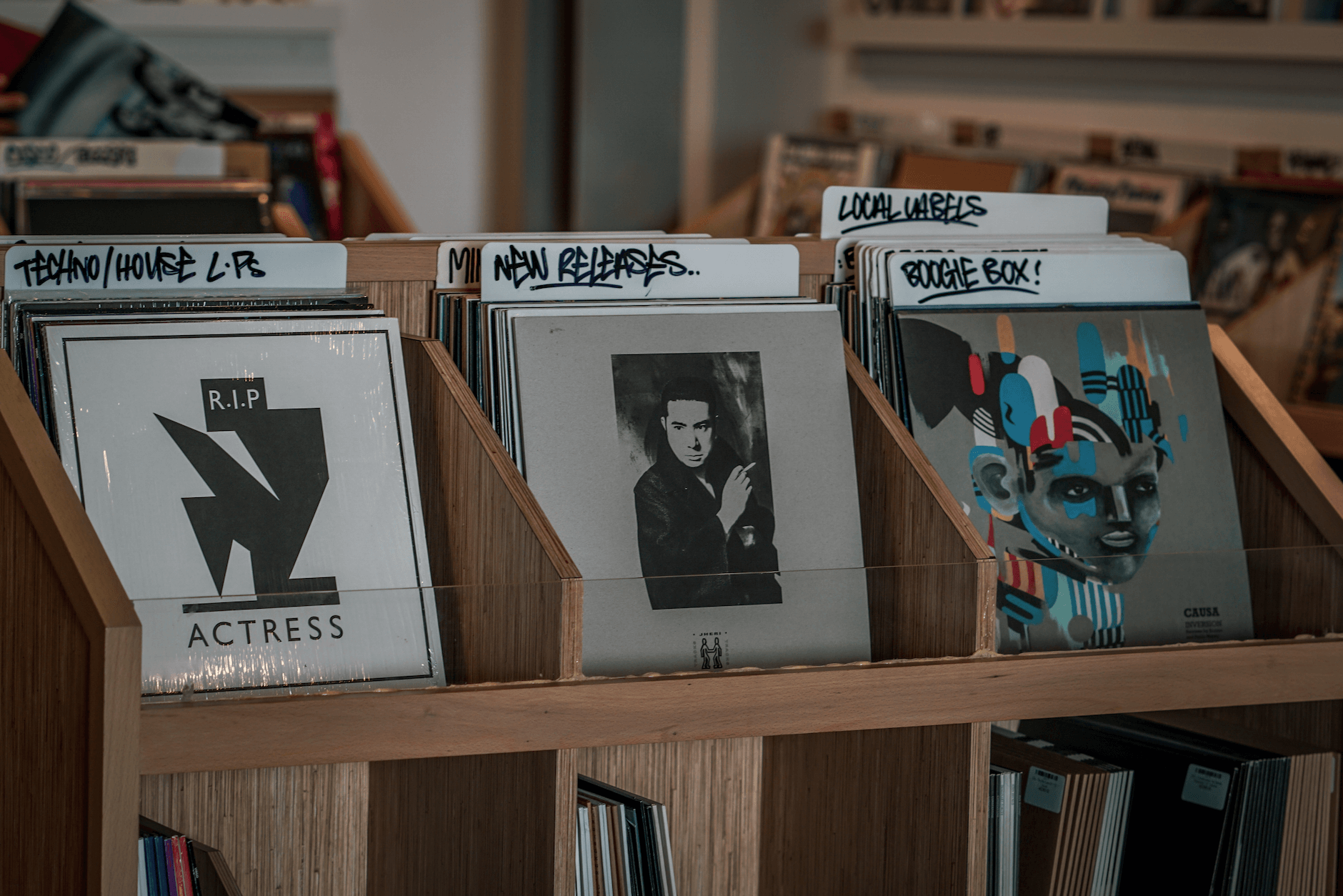 Shelf of records at Academy Records Annex near 1 Kent Boutique Condo in Greenpoint